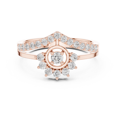 Ladies crown halo diamond ring in gold with round lab grown diamonds by Signora Jewels