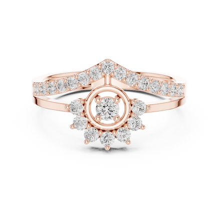 Ladies crown halo diamond ring in gold with round lab grown diamonds by Signora Jewels