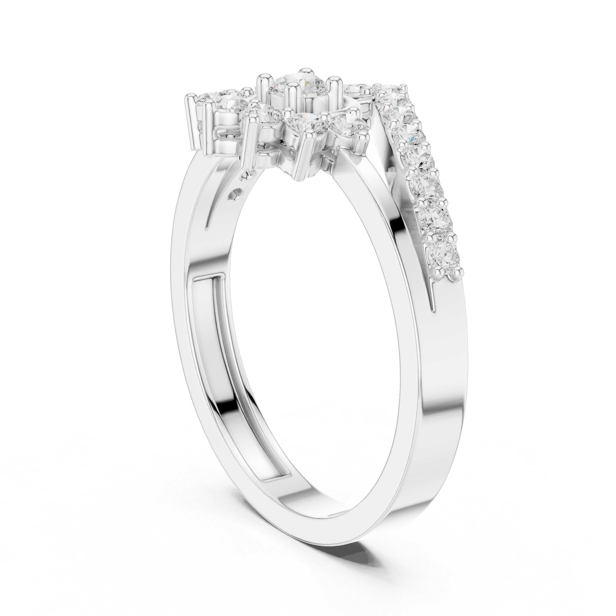 Ladies crown halo diamond ring in gold with round lab grown diamonds by Signora Jewels