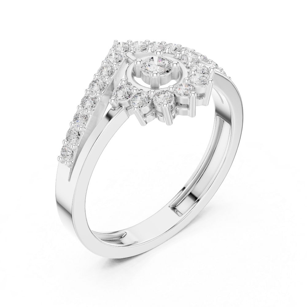 Ladies crown halo diamond ring in gold with round lab grown diamonds by Signora Jewels