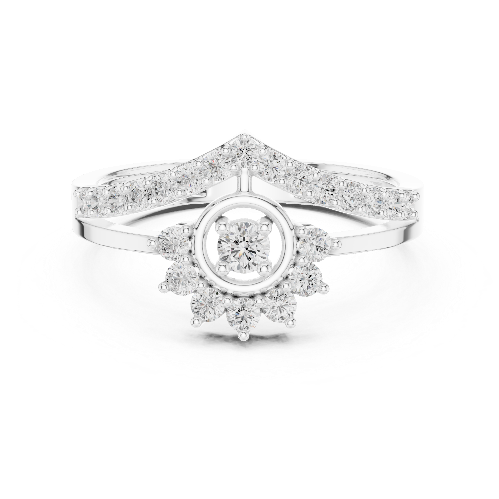 Ladies crown halo diamond ring in gold with round lab grown diamonds by Signora Jewels