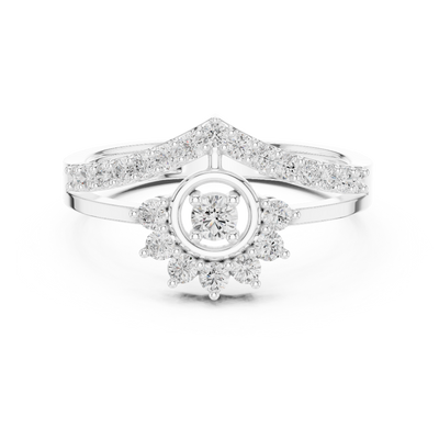 Ladies crown halo diamond ring in gold with round lab grown diamonds by Signora Jewels