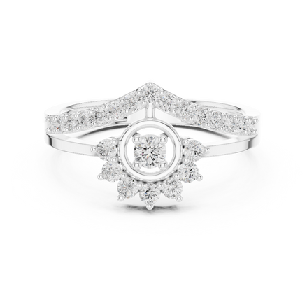 Ladies crown halo diamond ring in gold with round lab grown diamonds by Signora Jewels