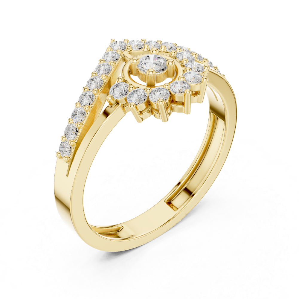 Ladies crown halo diamond ring in gold with round lab grown diamonds by Signora Jewels
