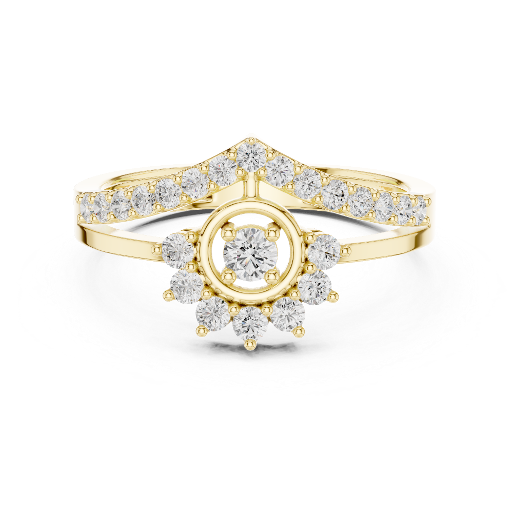 Ladies crown halo diamond ring in gold with round lab grown diamonds by Signora Jewels