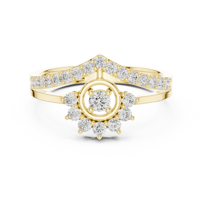 Ladies crown halo diamond ring in gold with round lab grown diamonds by Signora Jewels