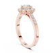 Ladies halo diamond ring in rose gold with round lab grown diamonds by Signora Jewels
