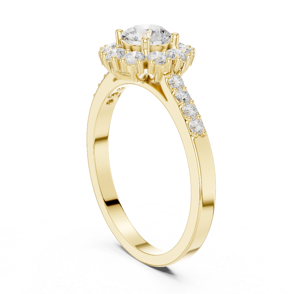 Ladies halo diamond ring in rose gold with round lab grown diamonds by Signora Jewels