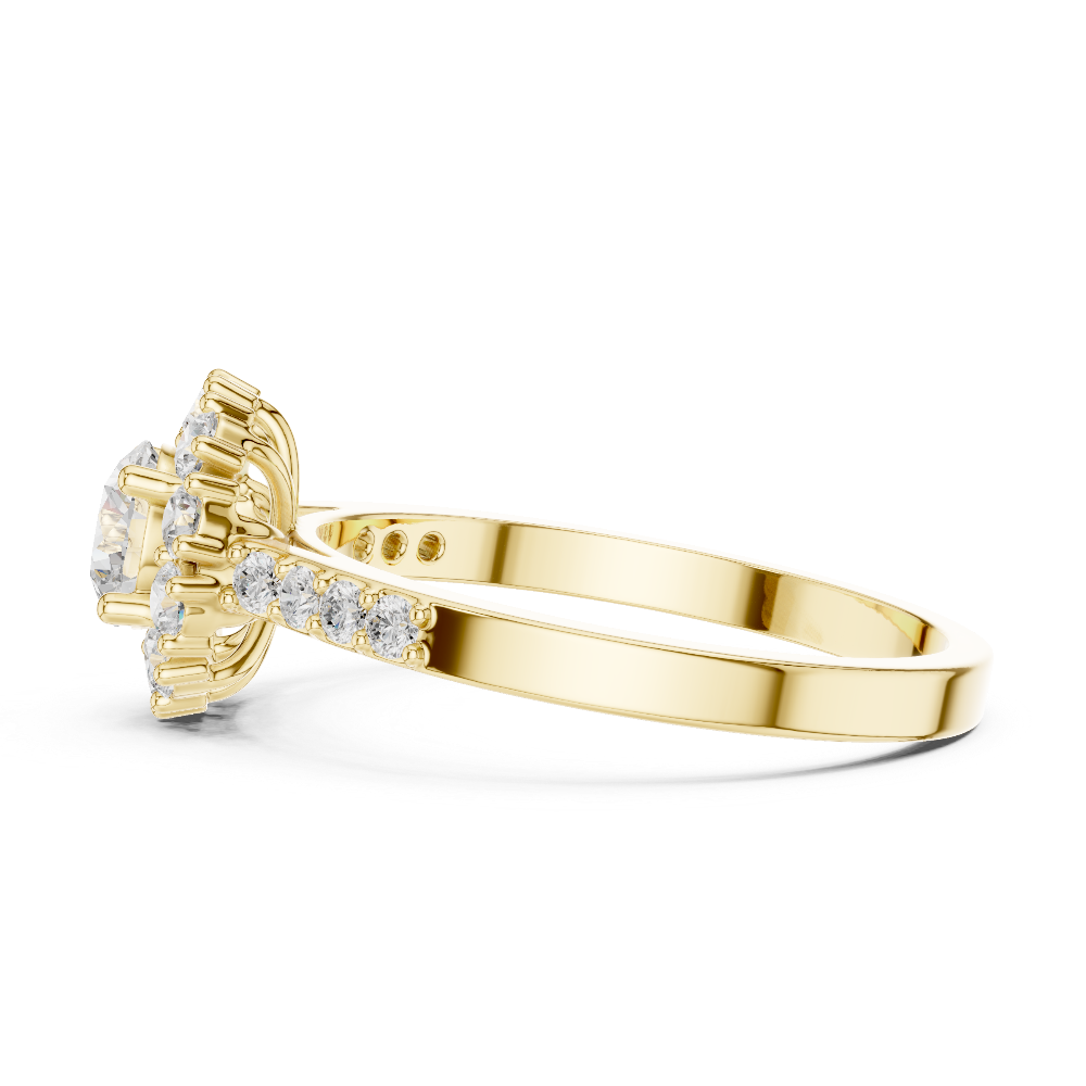 Ladies halo diamond ring in rose gold with round lab grown diamonds by Signora Jewels