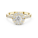 Ladies halo diamond ring in rose gold with round lab grown diamonds by Signora Jewels