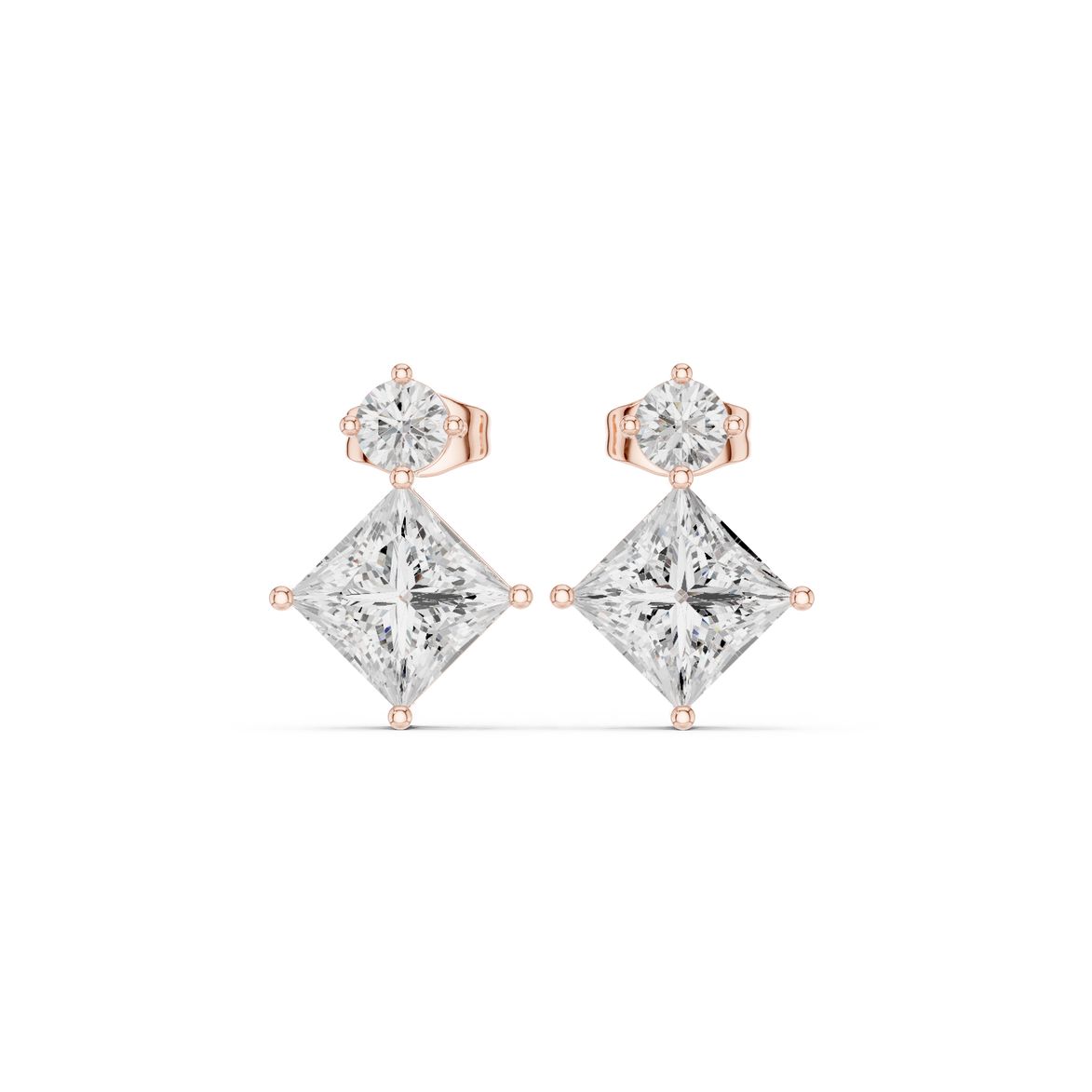 Princess diamond drop earrings for women
