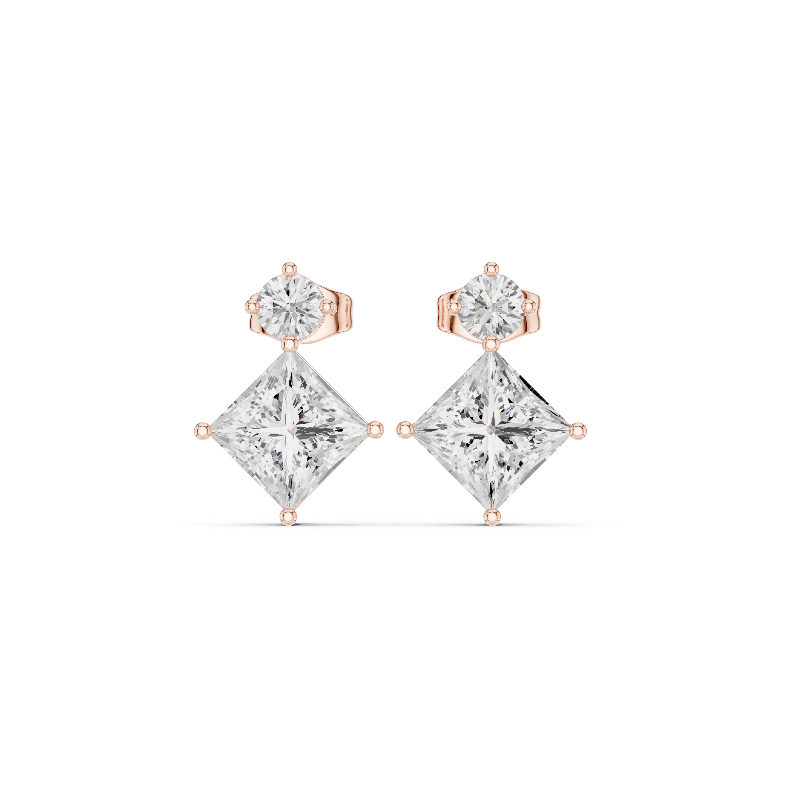 Princess diamond drop earrings for women