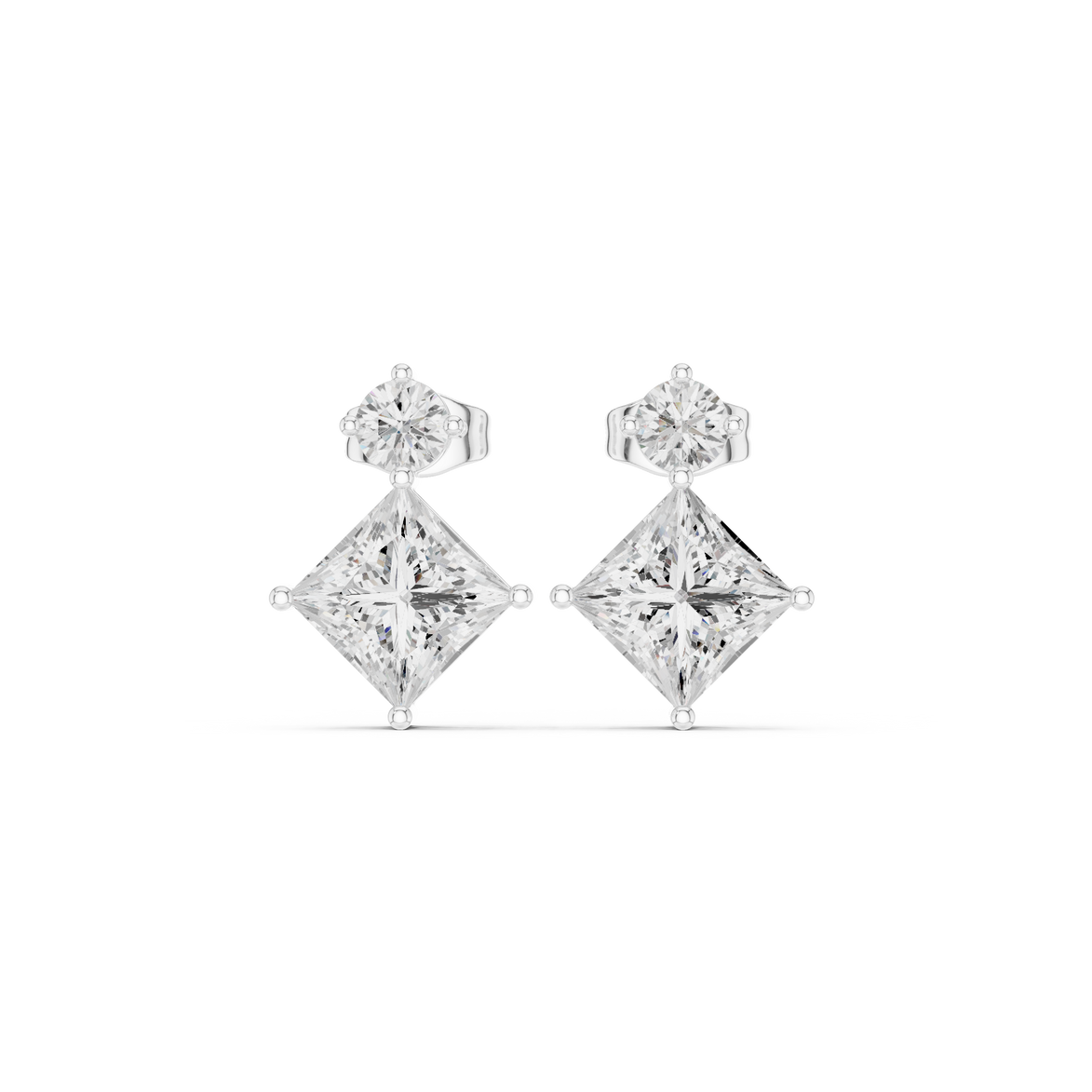 Princess diamond drop earrings for women