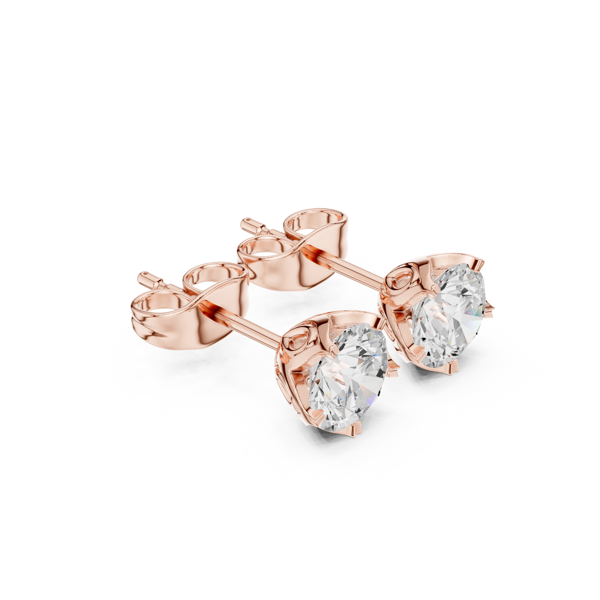 Round diamond stud earrings for women
