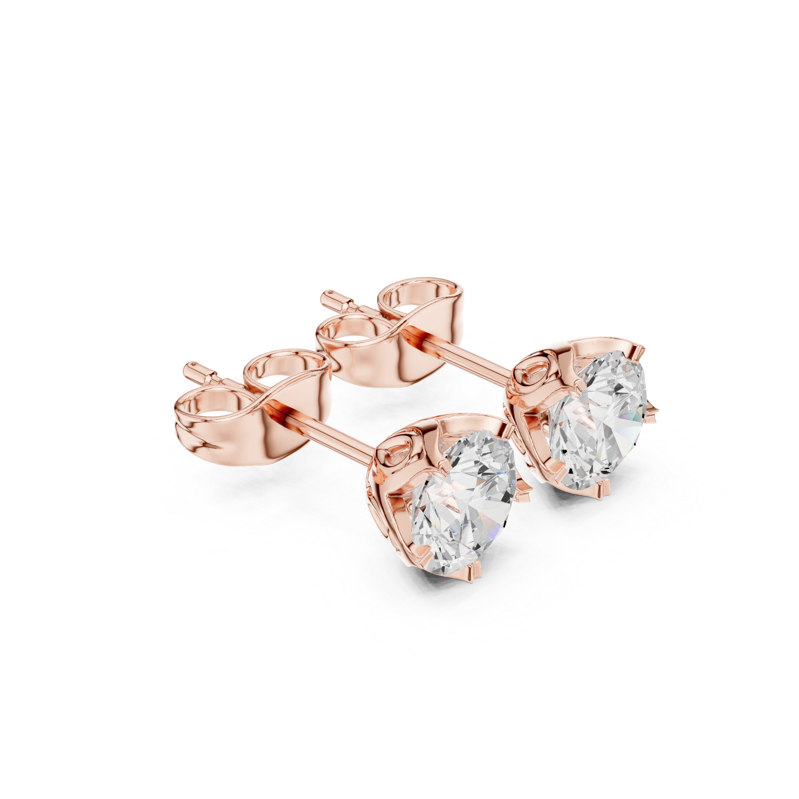Round diamond stud earrings for women