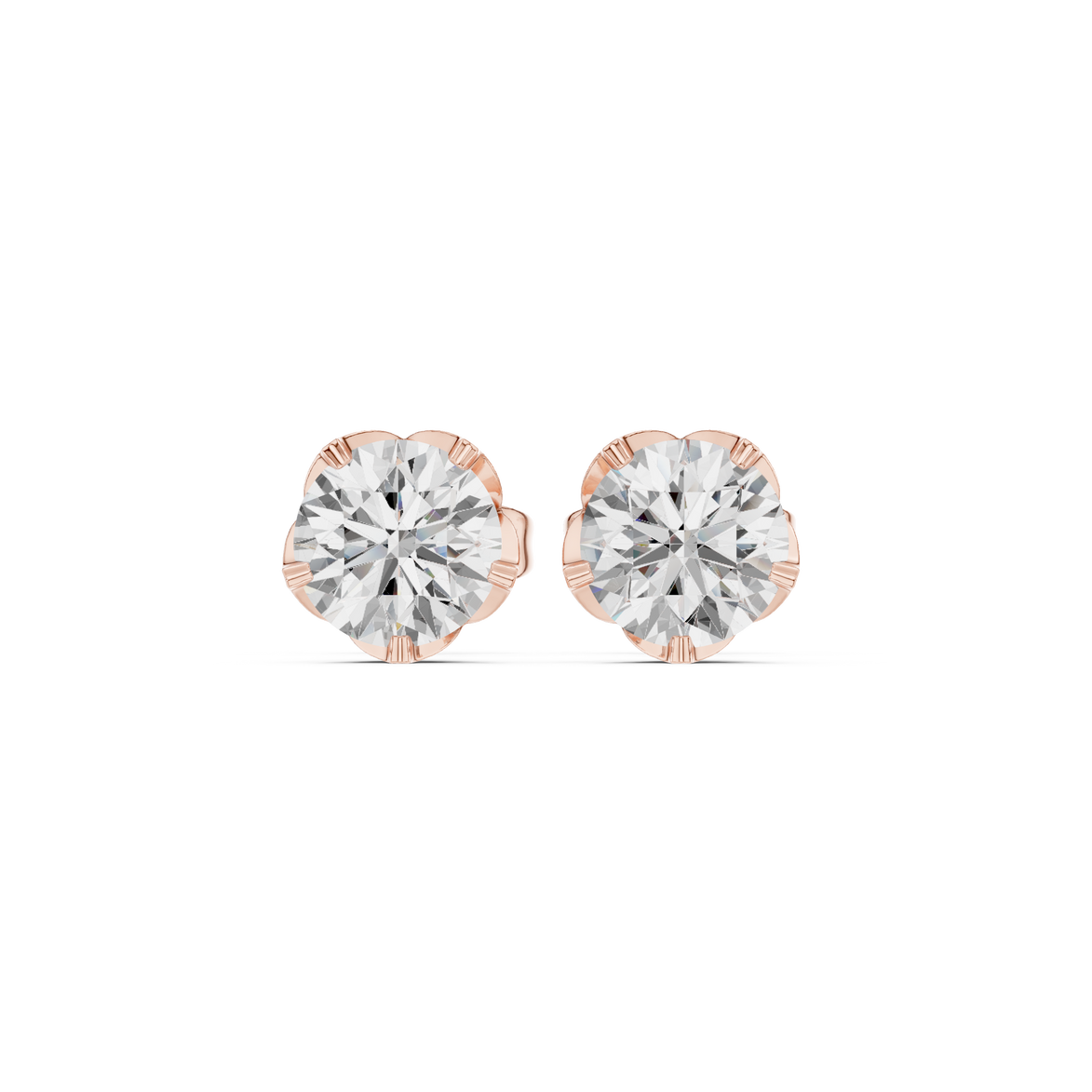 Round diamond stud earrings for women