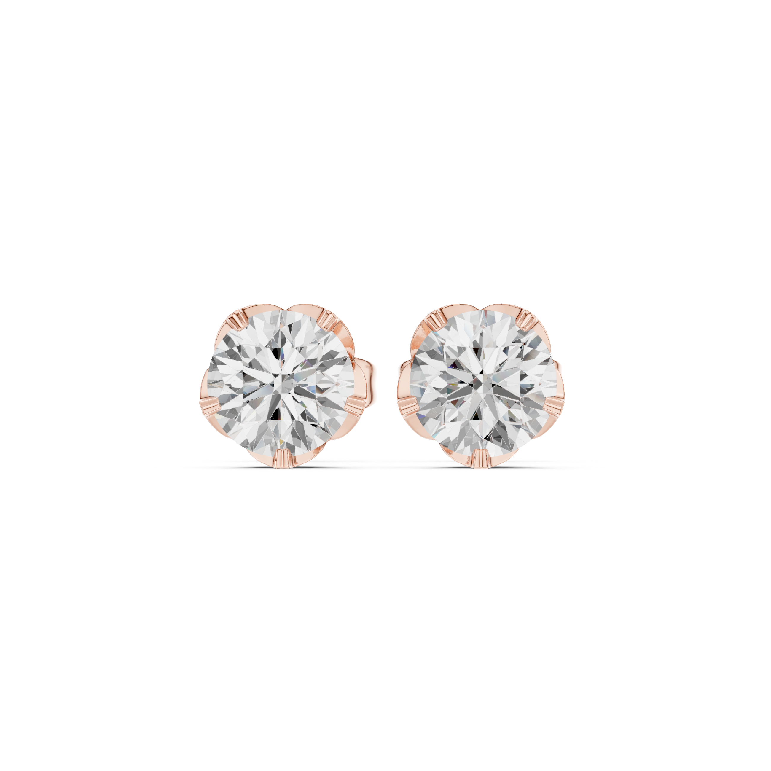 Round diamond stud earrings for women