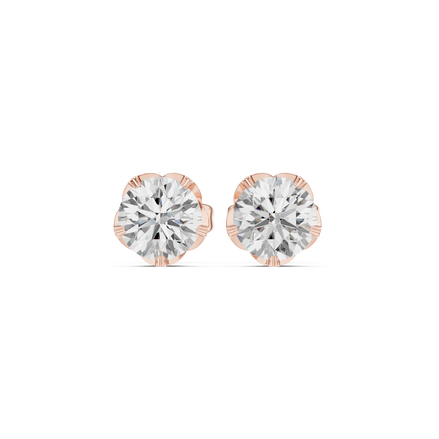 Round diamond stud earrings for women