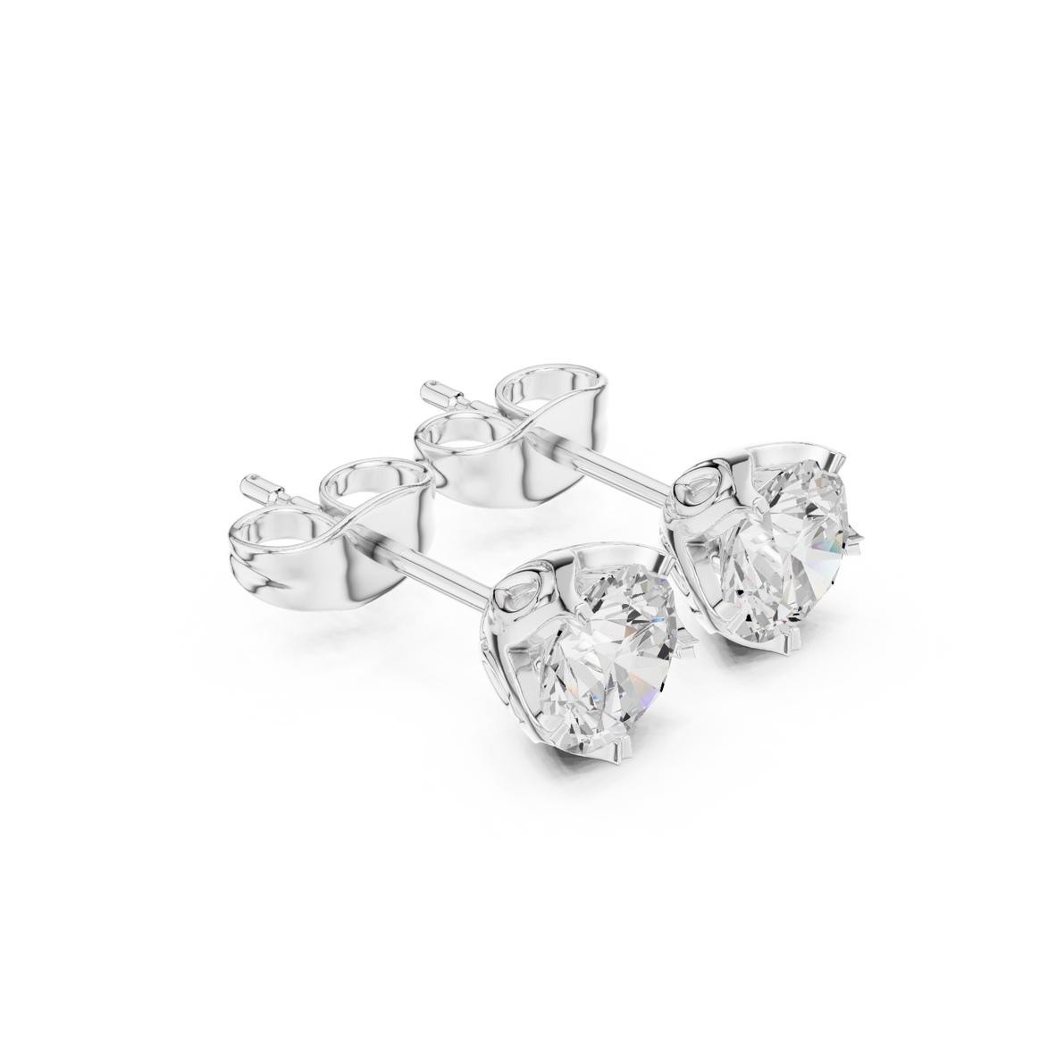 Round diamond stud earrings for women