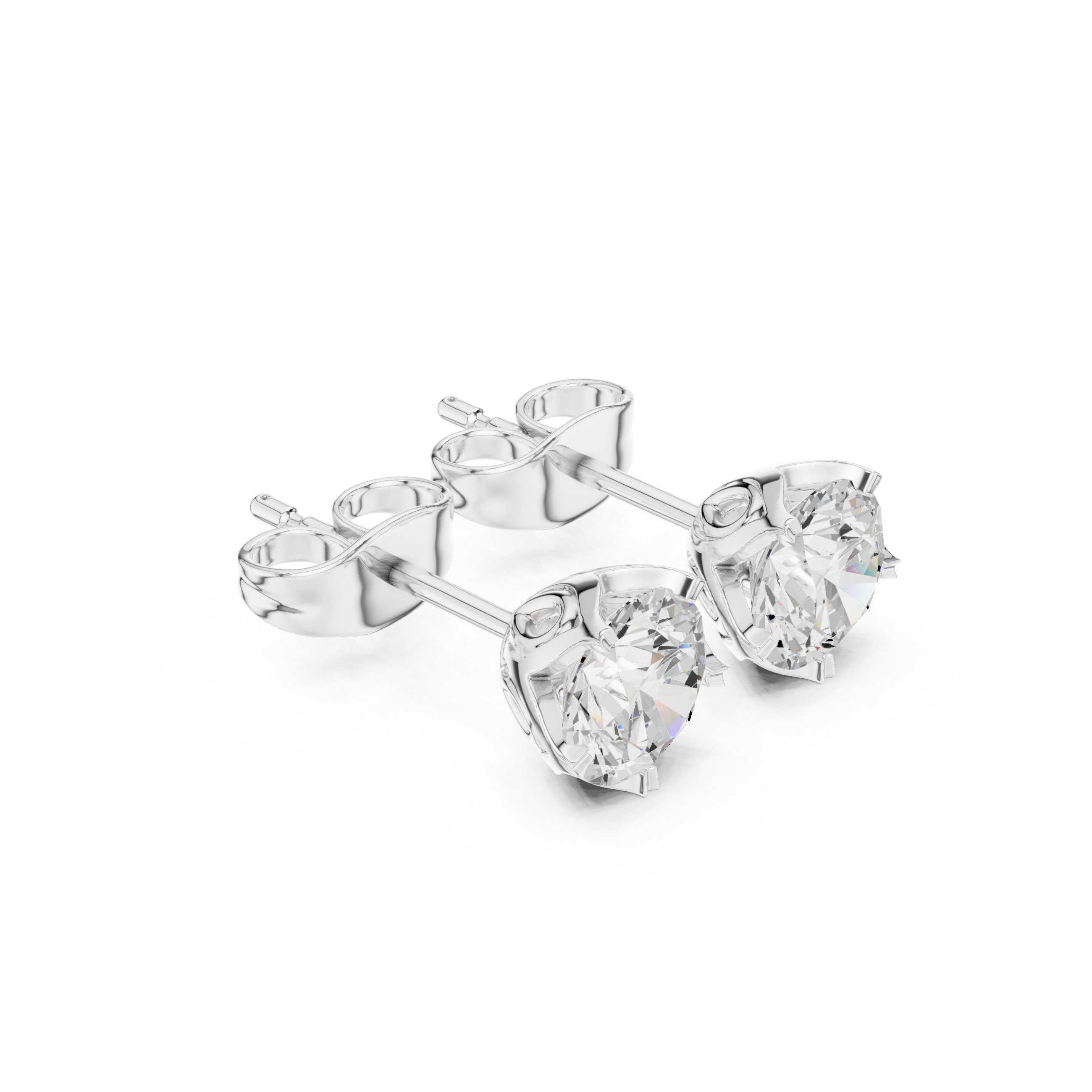Round diamond stud earrings for women