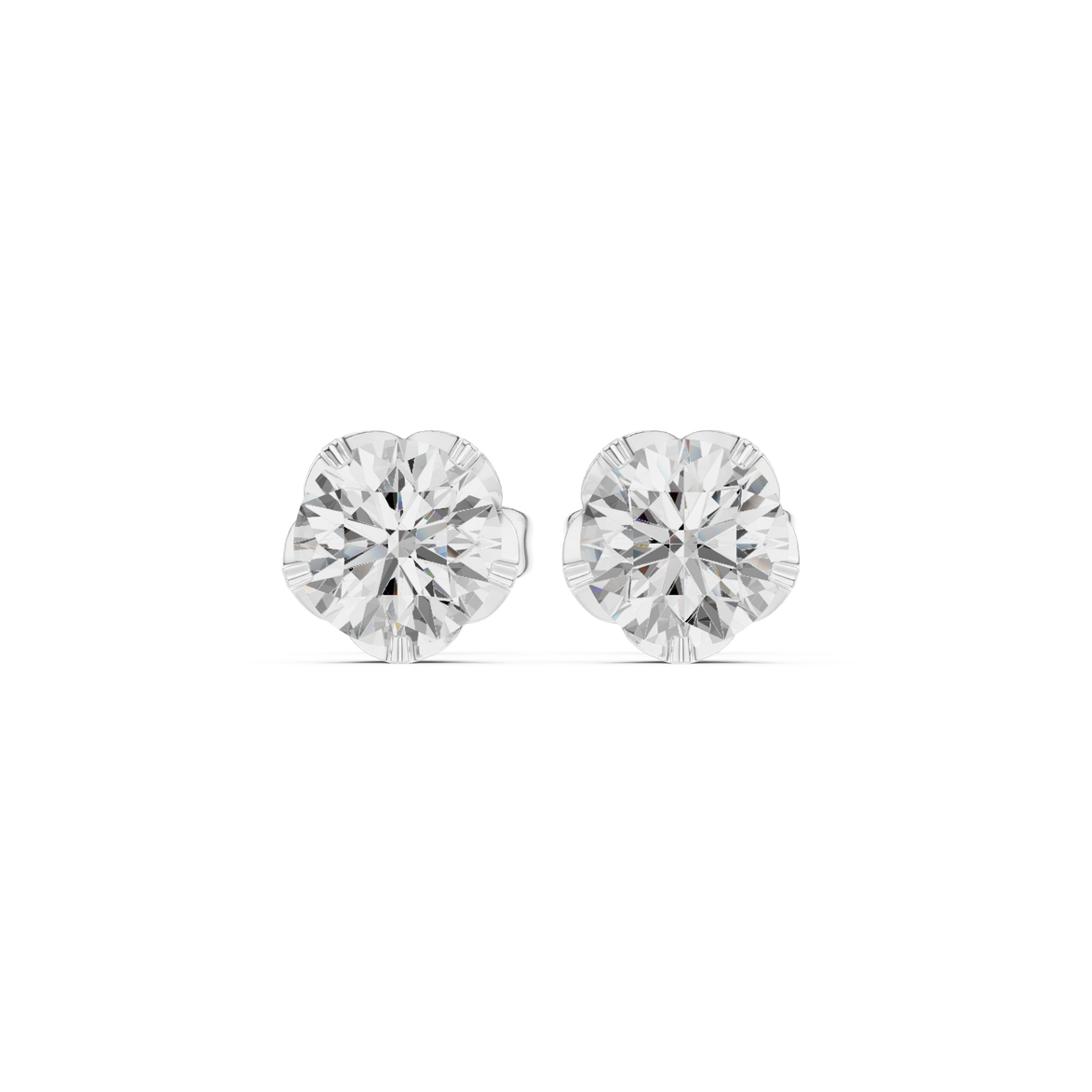 Round diamond stud earrings for women