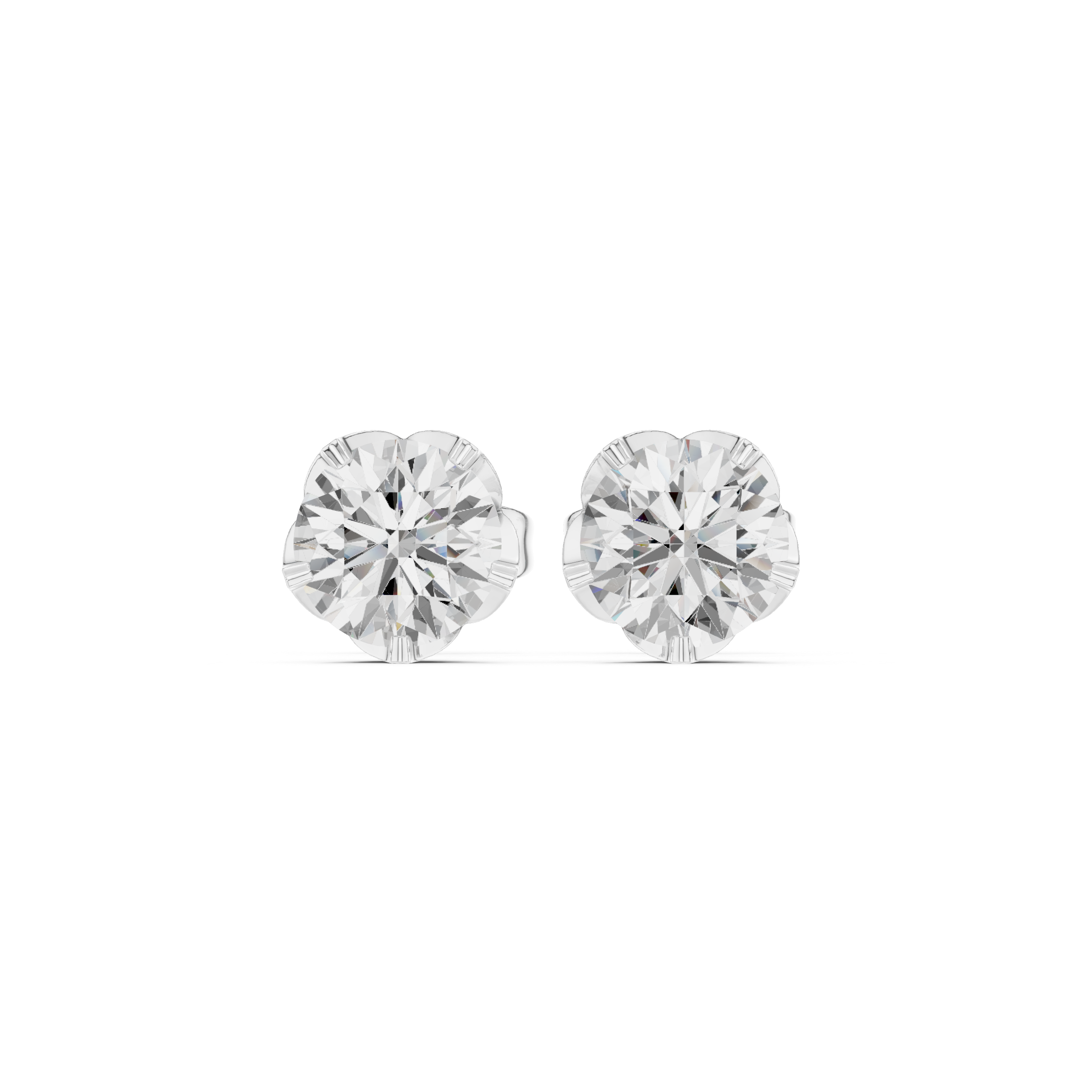 Round diamond stud earrings for women