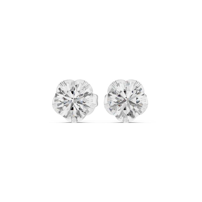 Round diamond stud earrings for women