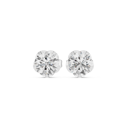 Round diamond stud earrings for women