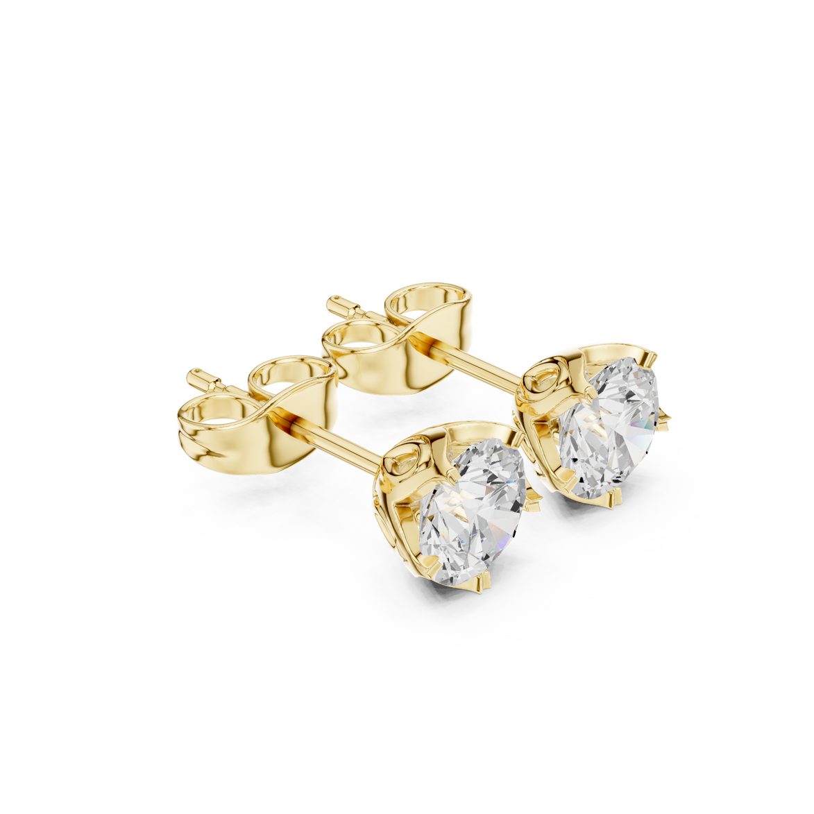Round diamond stud earrings for women