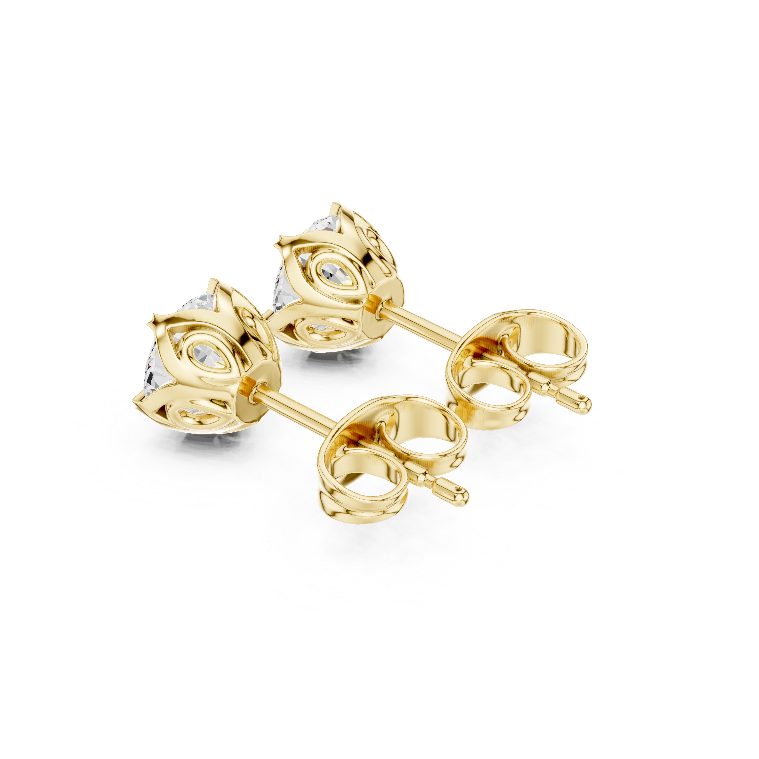 Round diamond stud earrings for women