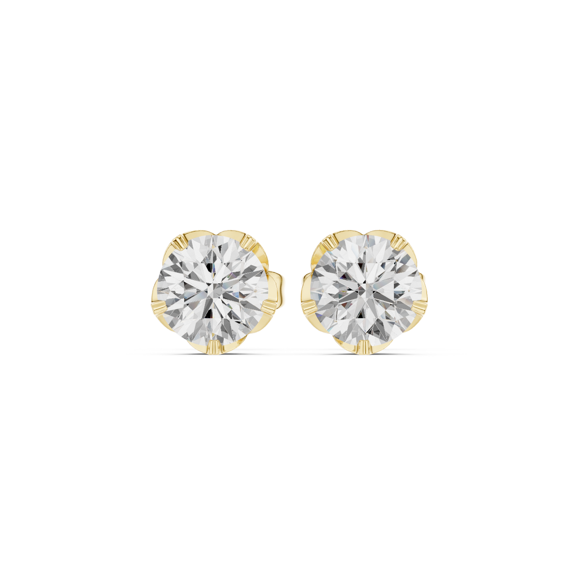 Round diamond stud earrings for women