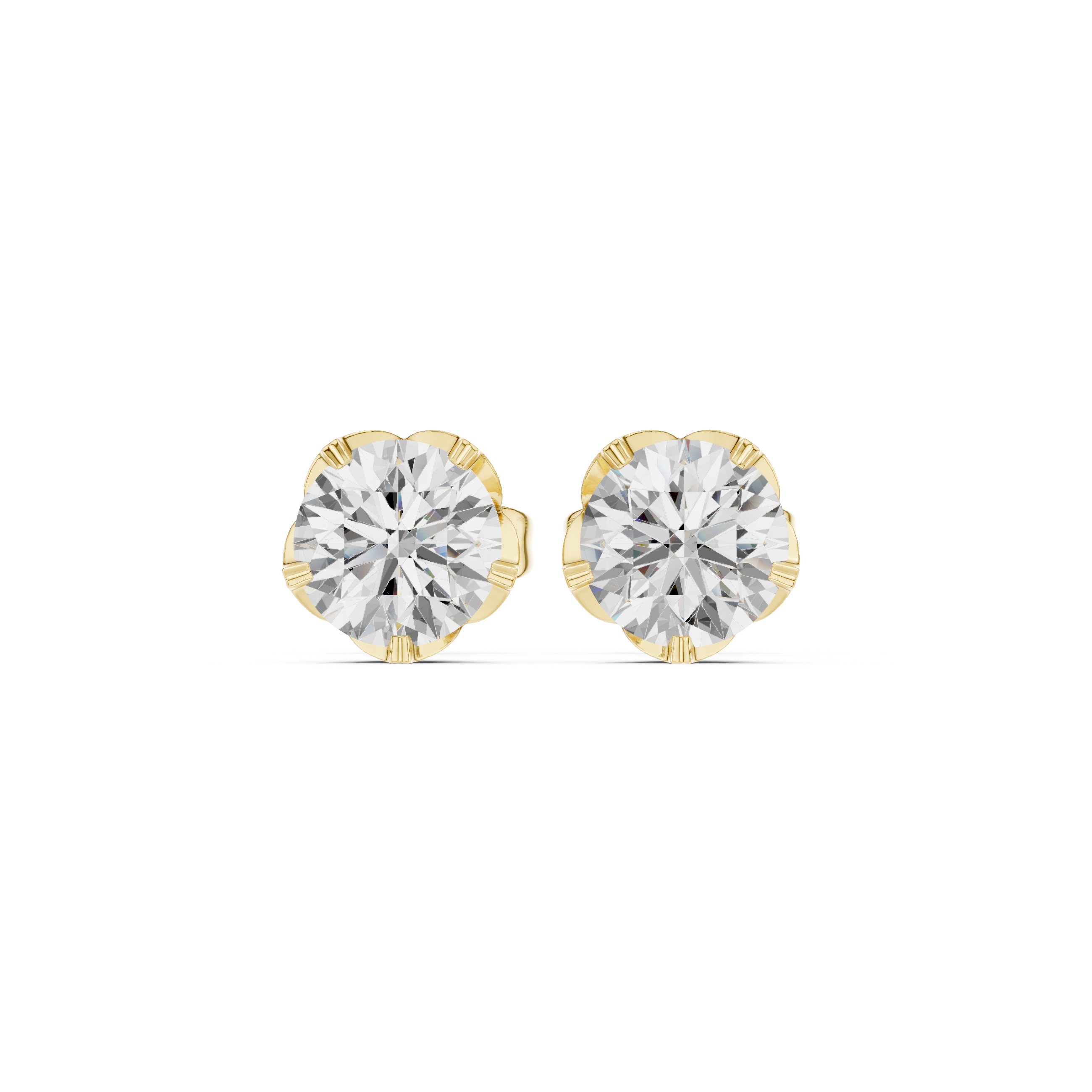 Round diamond stud earrings for women