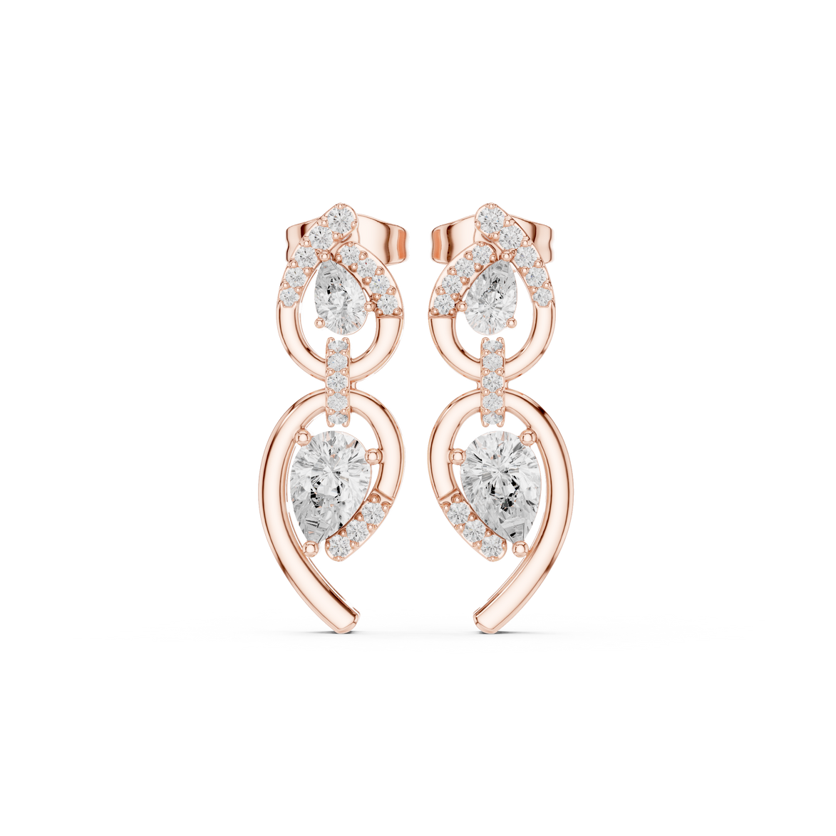 Pear shape diamond drop earrings for women