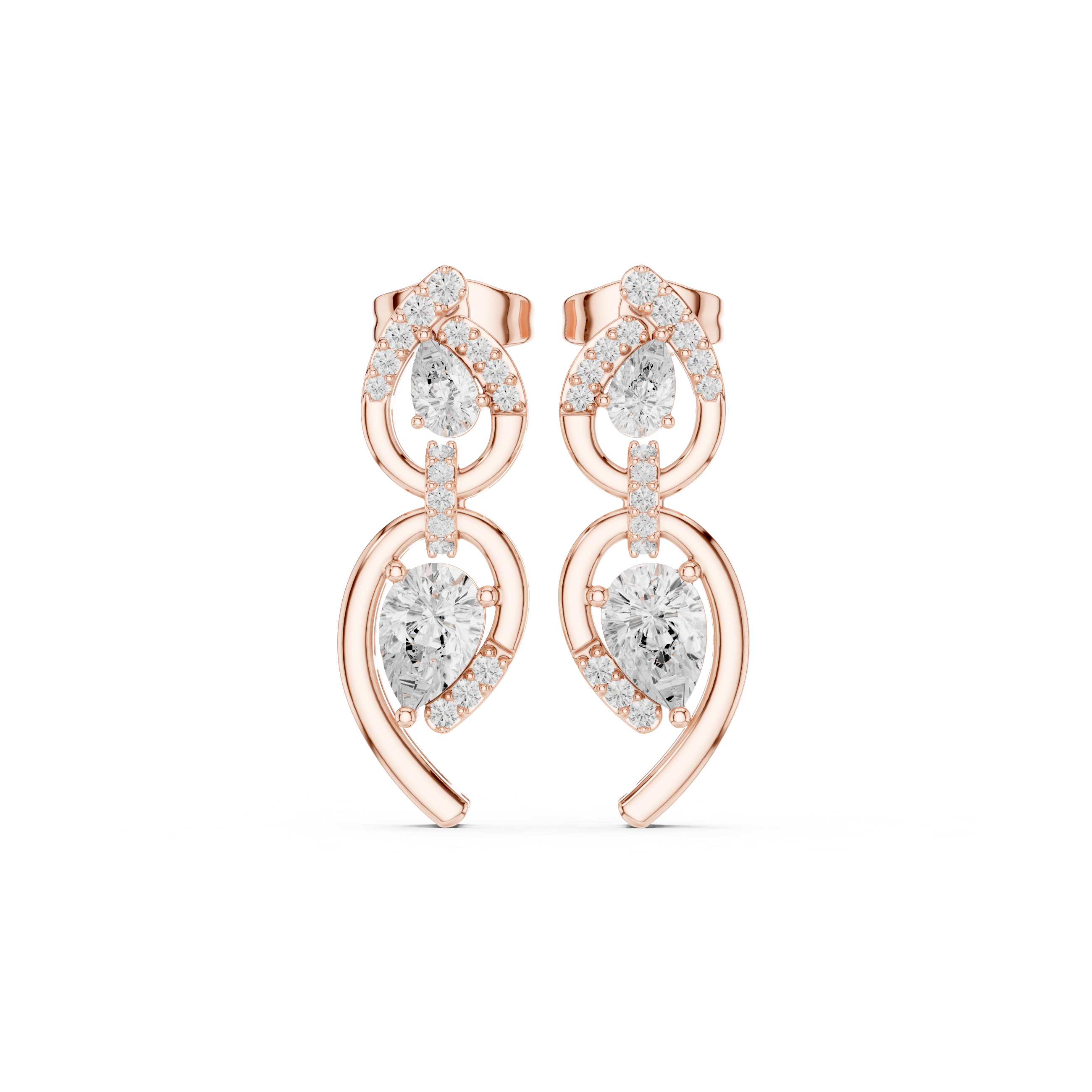 Pear shape diamond drop earrings for women