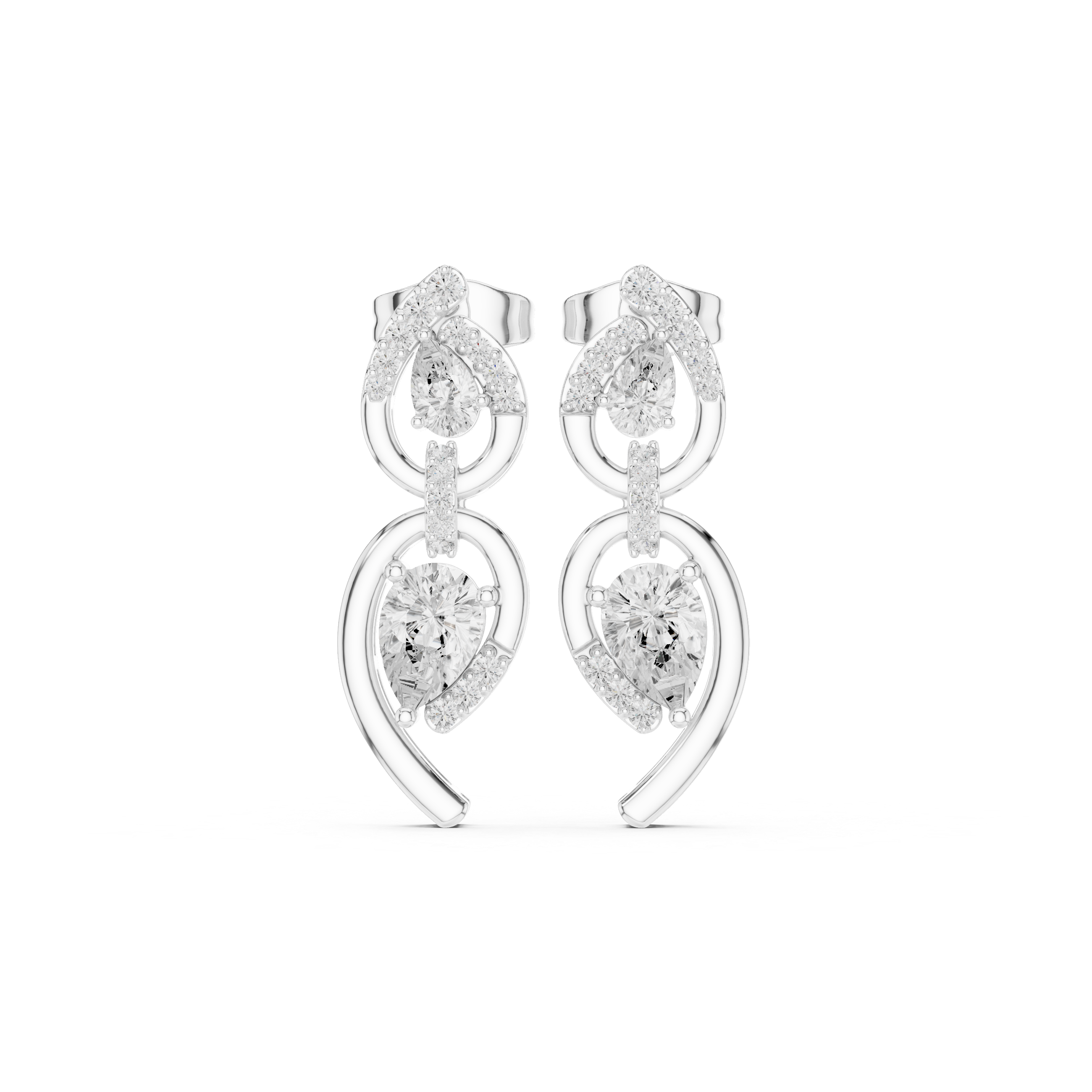 Pear shape diamond drop earrings for women