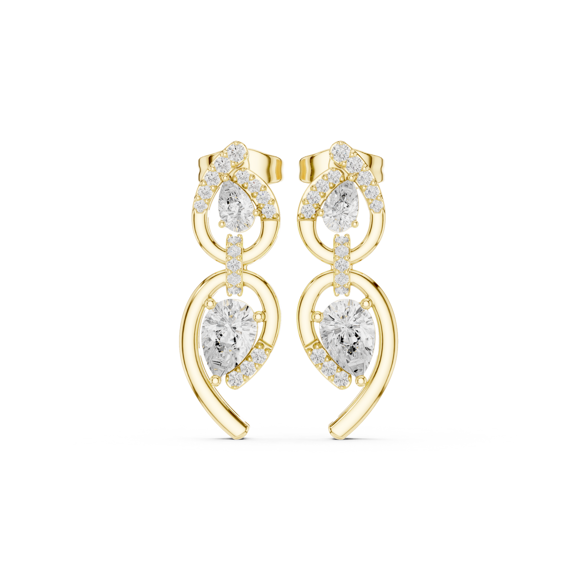 Pear shape diamond drop earrings for women