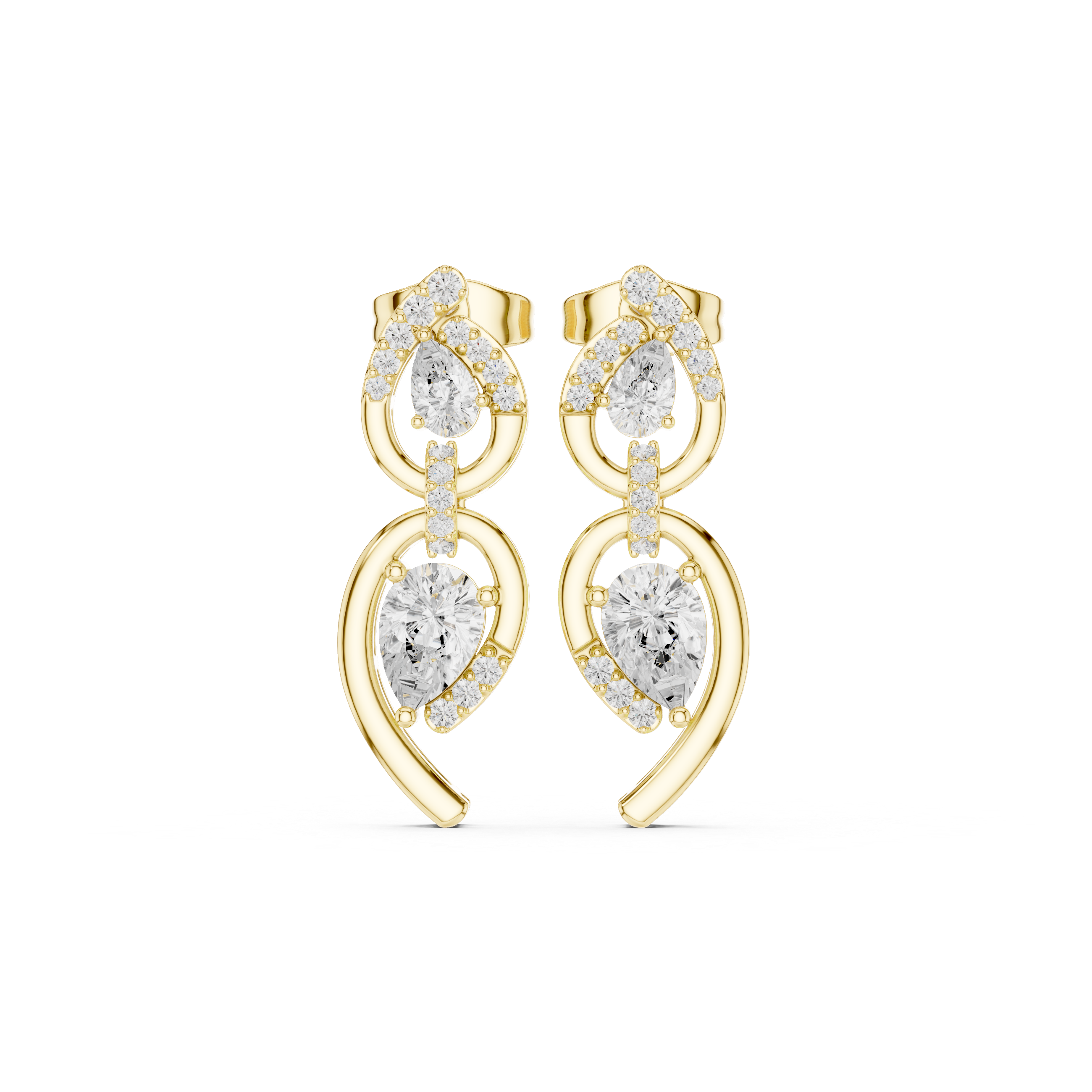 Pear shape diamond drop earrings for women