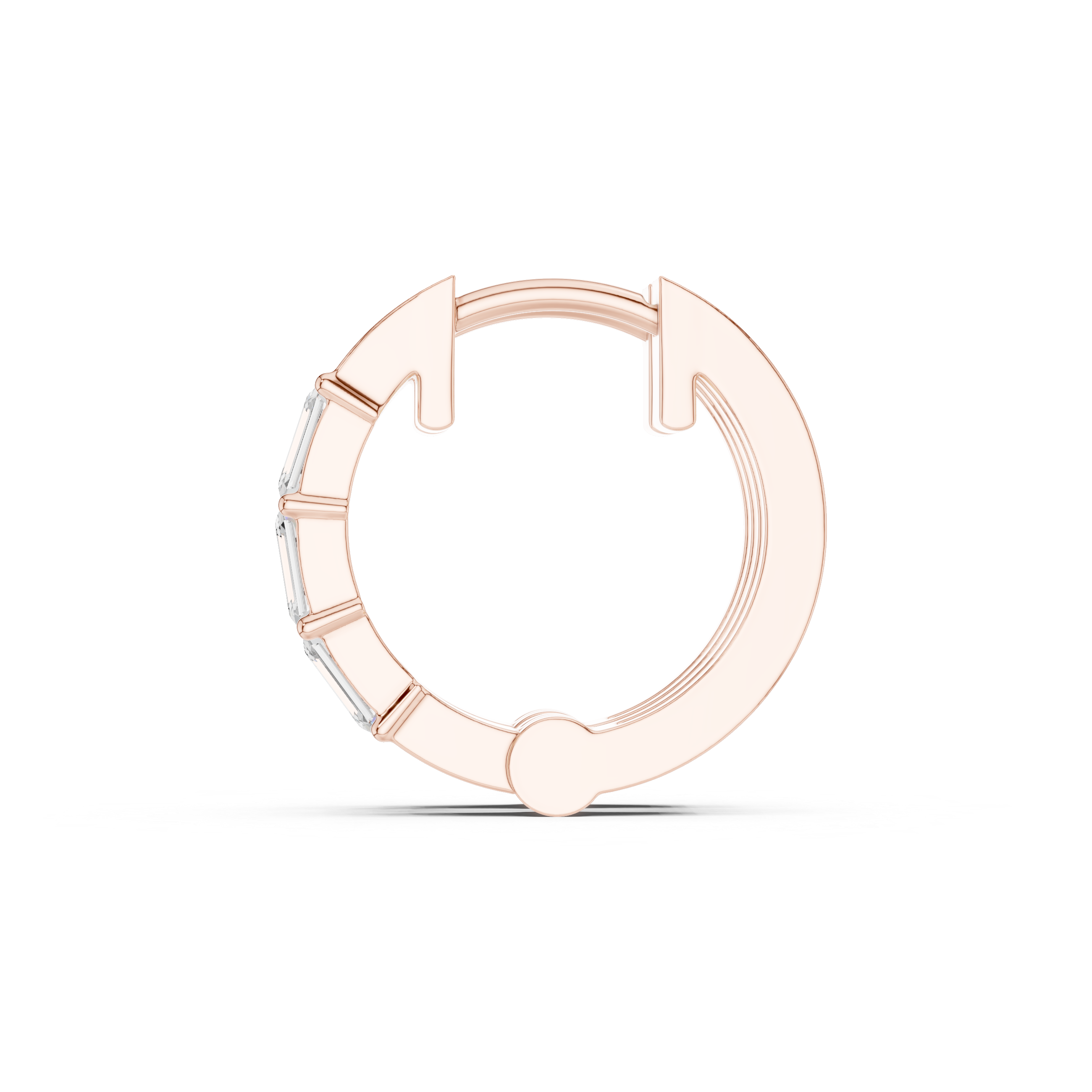Emerald cut diamond hoop earrings for women