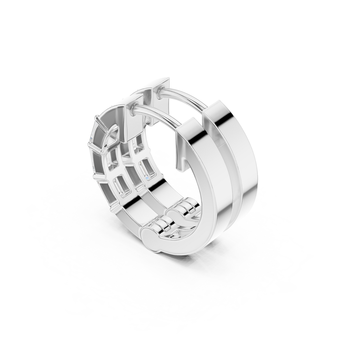 Emerald cut diamond hoop earrings for women