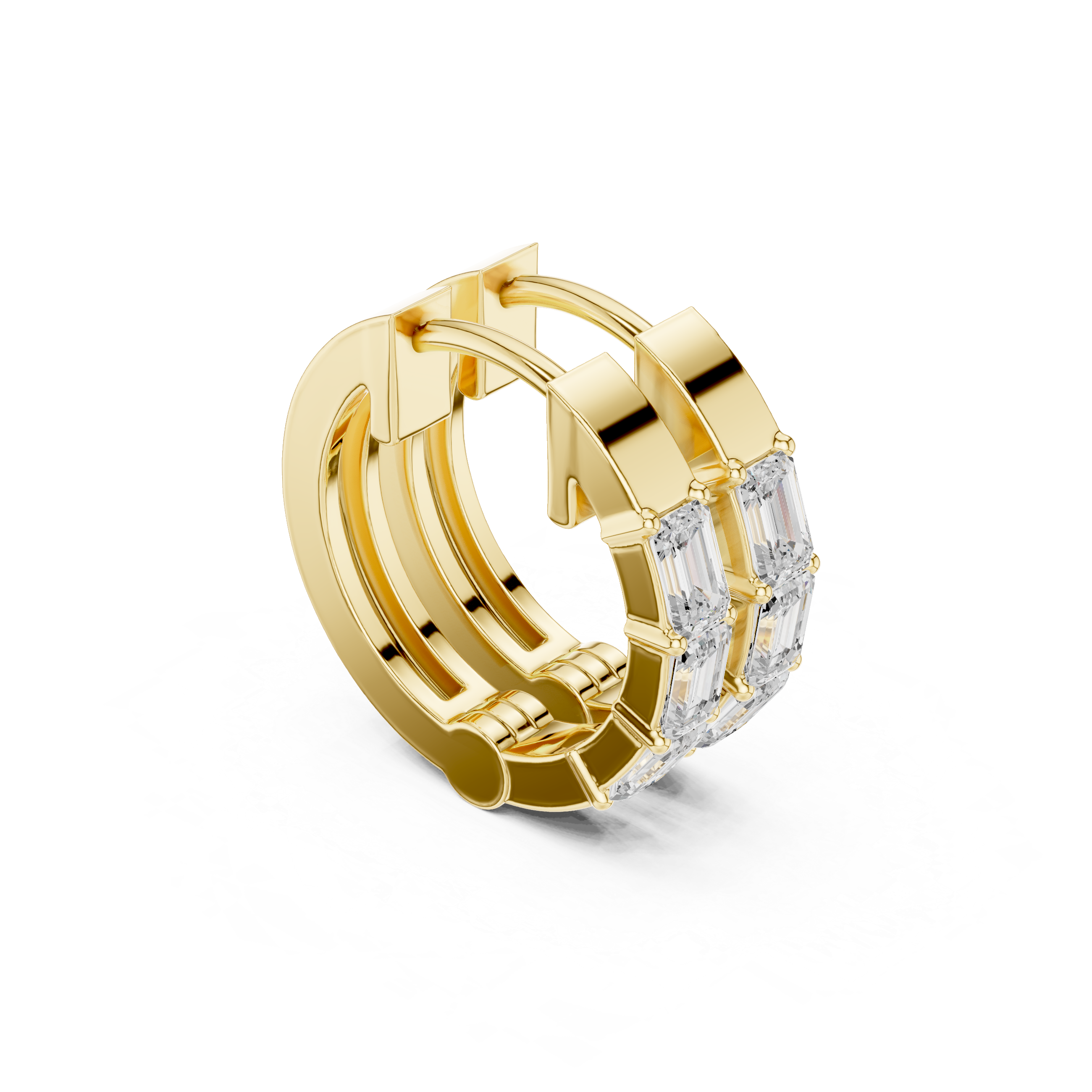 Emerald cut diamond hoop earrings for women
