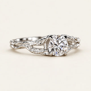 Round Cut Lab Grown Diamond Split Shank Engagement Ring in White Gold