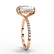 Radiant cut lab grown diamond engagement ring with hidden halo, cathedral setting and pavé diamond band