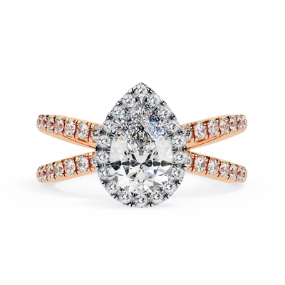 Pear Halo Split Shank Ring 