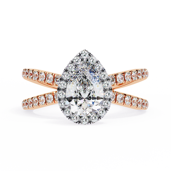 Pear Halo Split Shank Ring