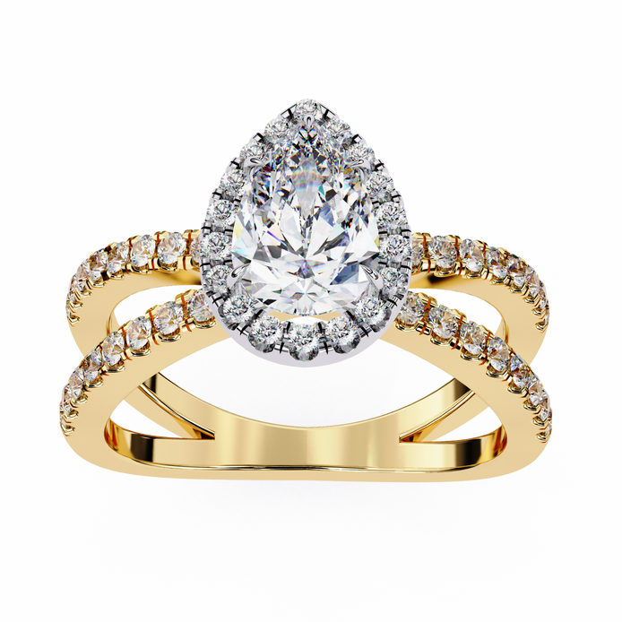 Pear Halo Split Shank Ring
