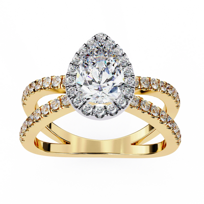 Pear Halo Split Shank Ring 