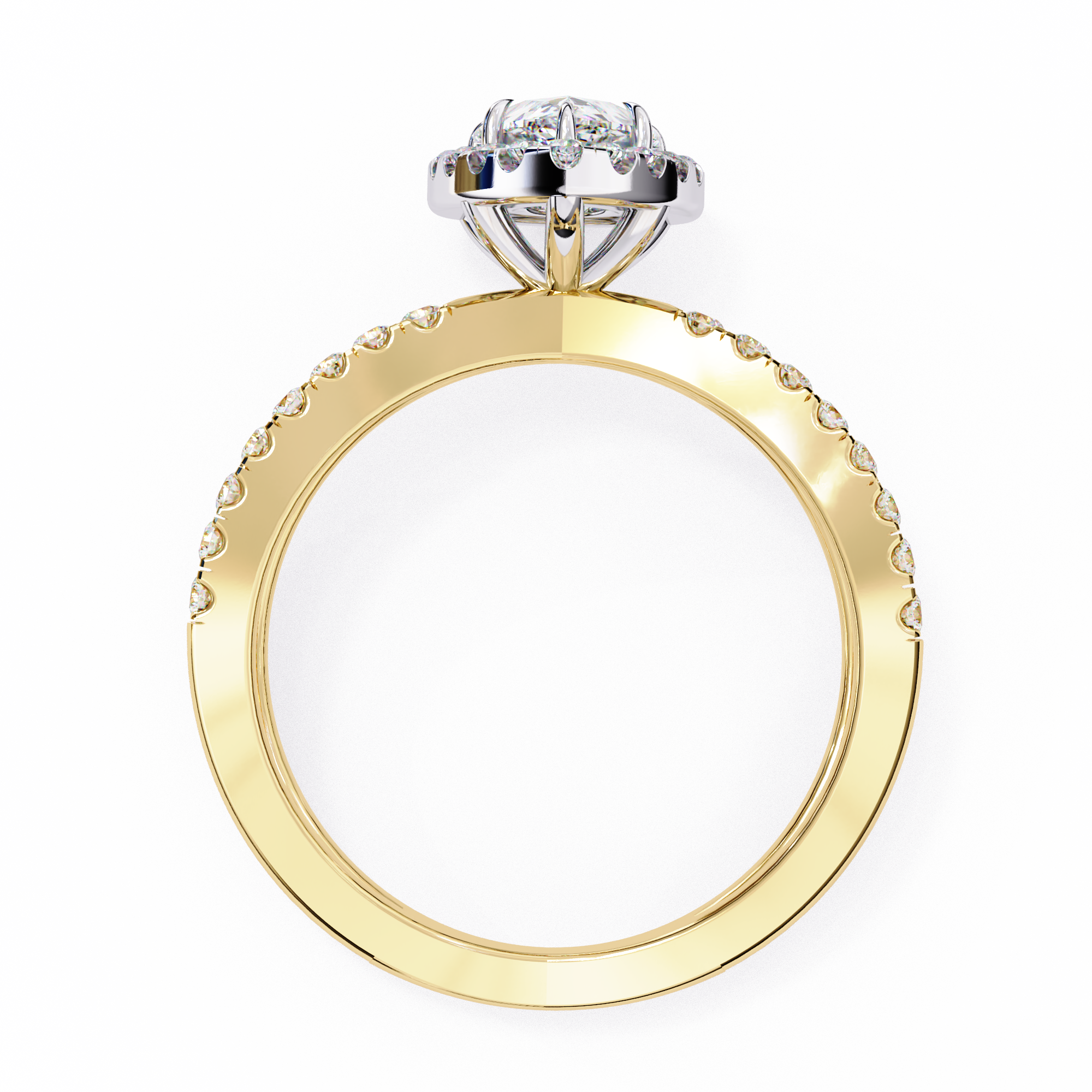 Pear Halo Split Shank Ring
