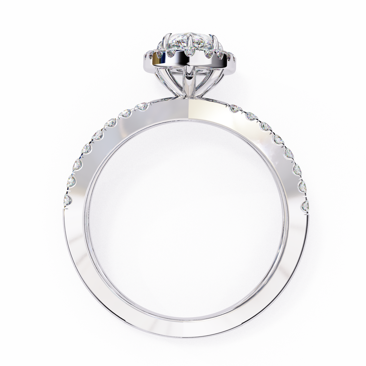 Pear Halo Split Shank Ring