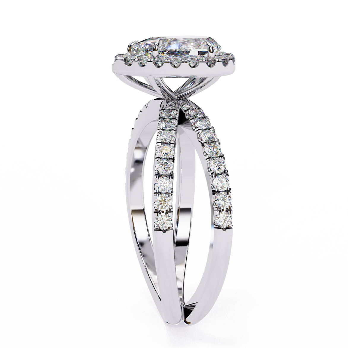 Pear Halo Split Shank Ring