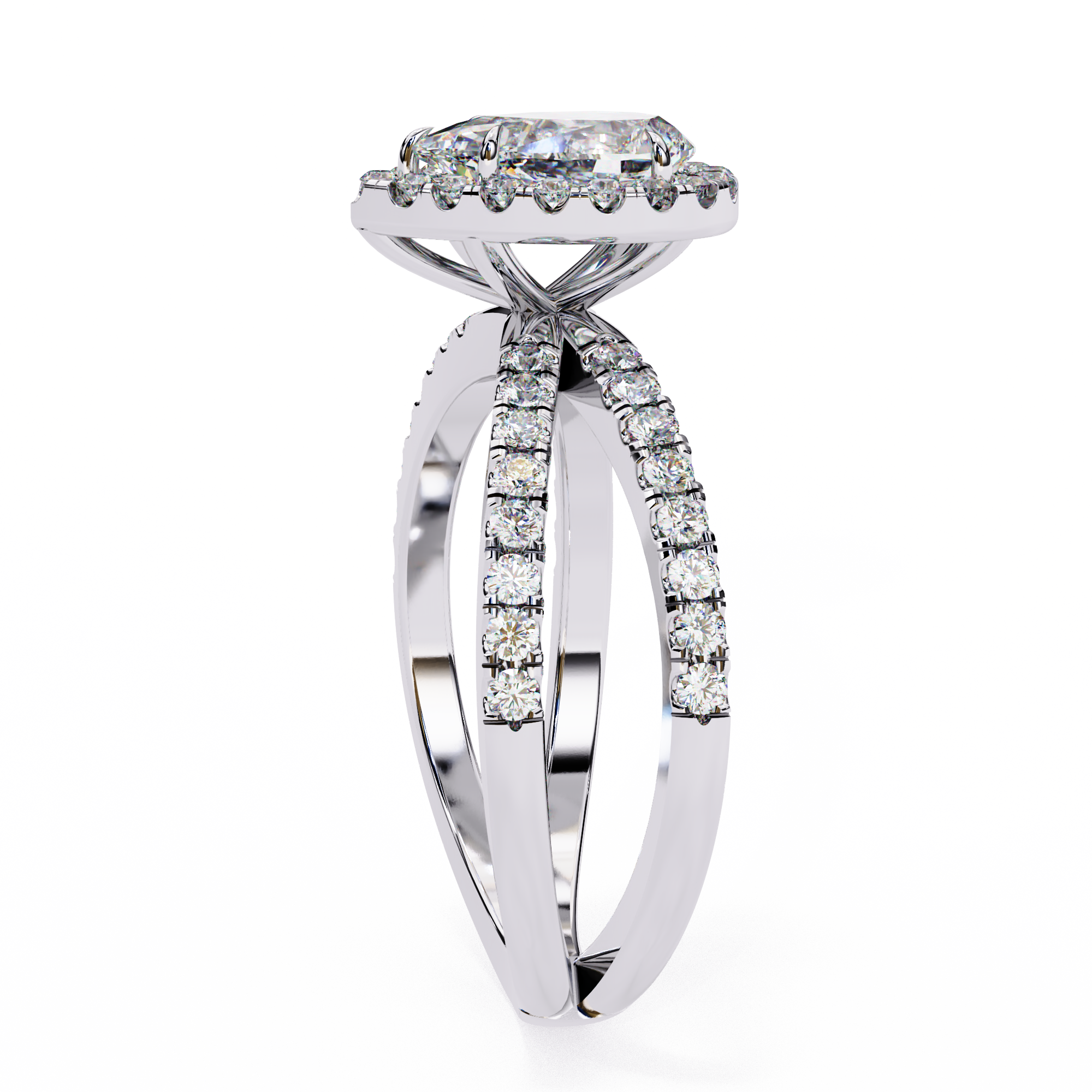 Pear Halo Split Shank Ring